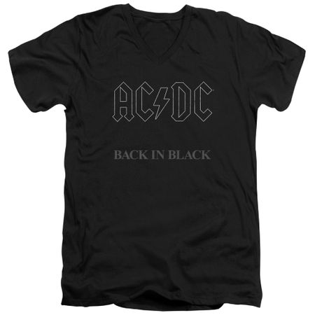 ACDC Slim Fit V-Neck Shirt Back In Black Black T-Shirt