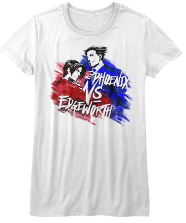 Ace Attorney Shirt Juniors Phoenix VS Edgeworth White T-Shirt