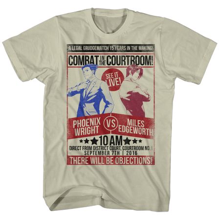 Ace Attorney Shirt Phoenix Wright VS Miles Edgeworth Cream T-Shirt