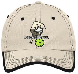 Adult Pickleball Hat With Contrasting Stitching - Stone Adult Pickleball Hat With Contrasting Stitching - Stone