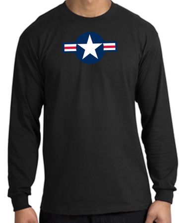 Air Force Long Sleeve Shirt Aircraft Insignia Black Tee Shirt