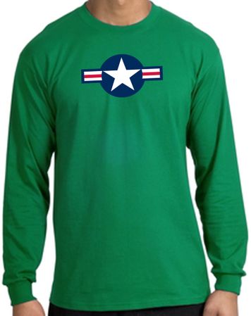 Air Force Long Sleeve Shirt Aircraft Insignia Kelly Green Tee Shirt