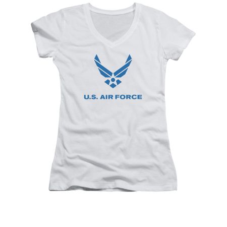 Air Force Shirt Juniors V Neck Logo White T-Shirt