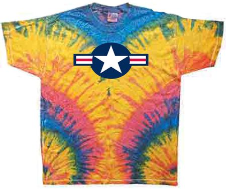 Air Force Shirt Star Aircraft Insignia Woodstock Tie Dye Tee T-shirt