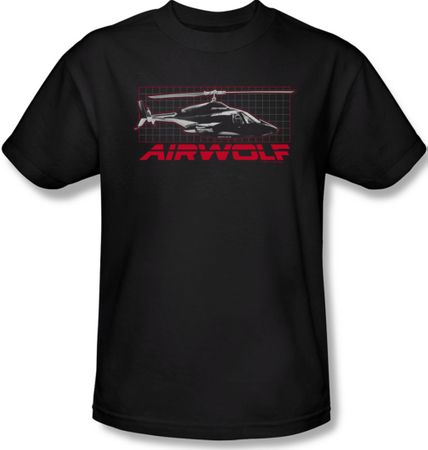 Airwolf Grid Adult Black Tee T-Shirt