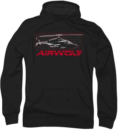 Airwolf Grid Hoodie Sweatshirt Black Adult Hoody Sweat Shirt