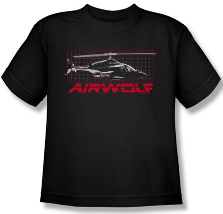 Airwolf Grid Kids Shirt Black Youth Tee T-Shirt