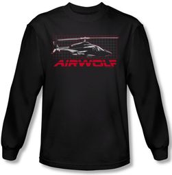 Airwolf Grid Long Sleeve Black Tee T-Shirt