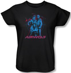 Airwolf Ladies T-shirt Graphic Black Tee Shirt Airwolf Ladies T-shirt Graphic Black Tee Shirt