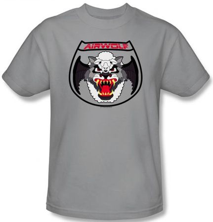 Airwolf T-shirt Patch Adult Silver Tee Shirt
