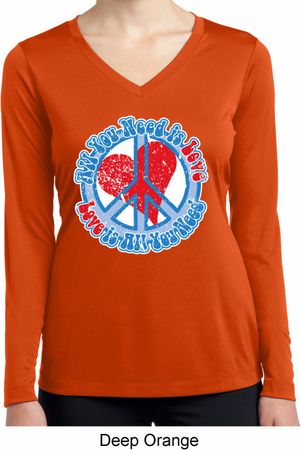 All You Need is Love Ladies Dry Wicking Long Sleeve Shirt