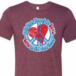 All You Need is Love Mens Tri Blend Crewneck Shirt