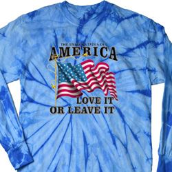 America Love It or Leave It Baby Blue Long Sleeve Tie Dye Shirt