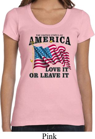 America Love It or Leave It Ladies Scoop Neck Shirt