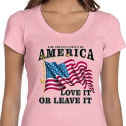 America Love It or Leave It Ladies Scoop Neck Shirt