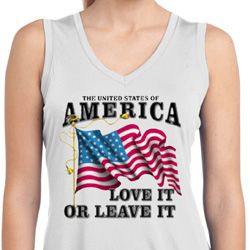 America Love It or Leave It Ladies Sleeveless Moisture Wicking Shirt