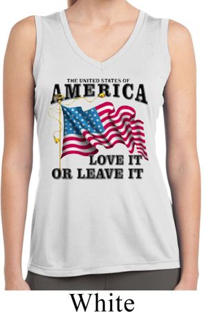 America Love It or Leave It Ladies Sleeveless Moisture Wicking Shirt
