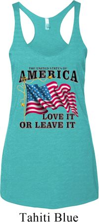 America Love It or Leave It Ladies Tri Blend Racerback Tank Top