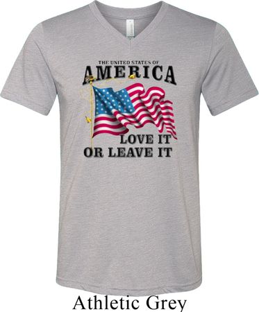 America Love It or Leave It Mens Tri Blend V-neck Shirt