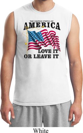 America Love It or Leave It Mens White Muscle Shirt