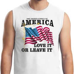 America Love It or Leave It Mens White Muscle Shirt