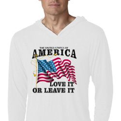America Love It or Leave It White Lightweight Hoodie Shirt
