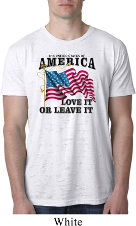 America Love It or Leave It White Mens Burnout Shirt