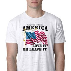 America Love It or Leave It White Mens Burnout Shirt