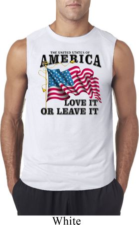 America Love It or Leave It White Mens Sleeveless Shirt
