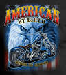 American By Birth Biker By Choice Men's T-shirt - Black