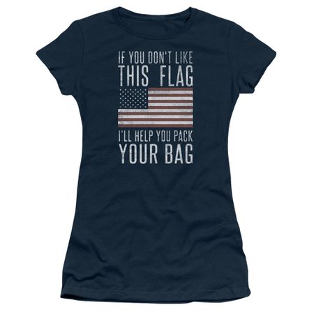 Patriotic American Flag Juniors Shirt Pack Your Bag Navy T-Shirt