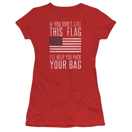 Patriotic American Flag Juniors Shirt Pack Your Bag Red T-Shirt