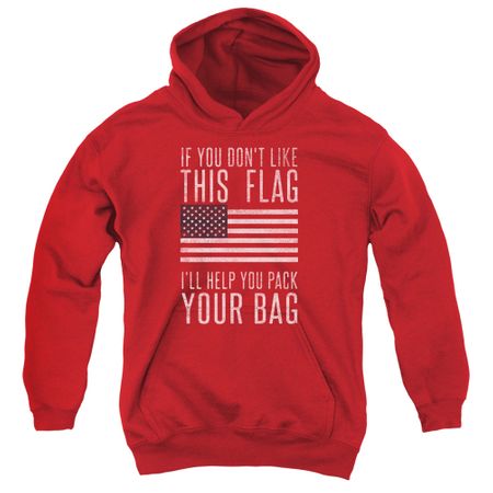 American Patriotic Flag Kids Hoodie Pack Your Bag Red Youth Hoody