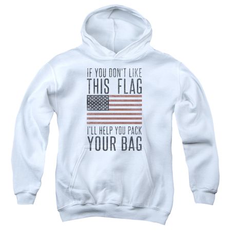 Patriotic American Flag Kids Hoodie Pack Your Bag White Youth Hoody