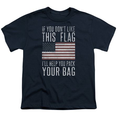 Patriotic American Flag Kids Shirt Pack Your Bag Navy T-Shirt
