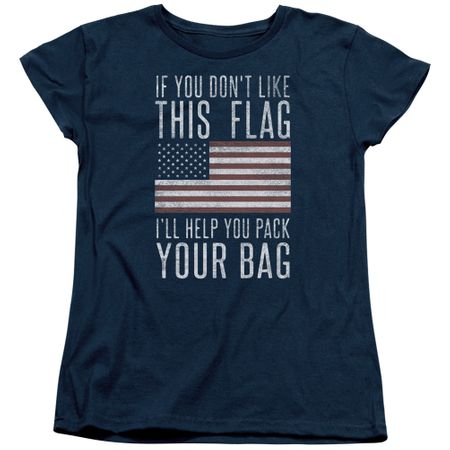 American Patriotic Flag Womens Shirt Pack Your Bag Navy T-Shirt
