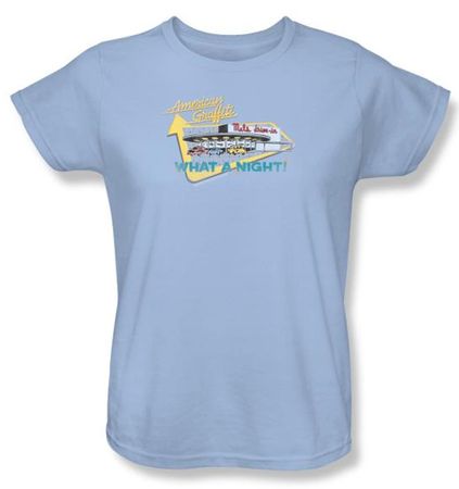 American Graffiti Ladies T-shirt Movie Mels Drive In Light Blue Shirt