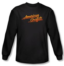 American Graffiti Long Sleeve T-shirt Movie Neon Logo Black Tee Shirt
