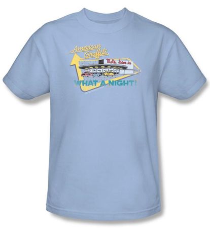 American Graffiti T-shirt Movie Mel's Drive In Adult Light Blue Shirt