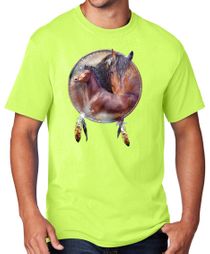 Native American Spirit Horse Adult T-shirt - Neon Green
