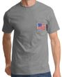 Patriotic American Shirt USA Waving Flag Embroidered Patch Pocket Print Heather
