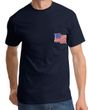 Patriotic American T-Shirt USA Waving Flag Embroidered Patch Pocket Navy Blue