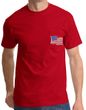 American Patriotic T-Shirt USA Waving Flag Embroidered Patch Pocket Print Red
