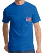 American Patriotic T-Shirt  USA Waving Flag Embroidered Patch Pocket Royal