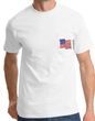 Patriotic American T-Shirt USA Waving Flag Embroidered Patch Pocket Tee White