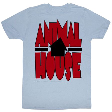 Animal House Shirt Tilted House Adult Light Blue Tee T-Shirt