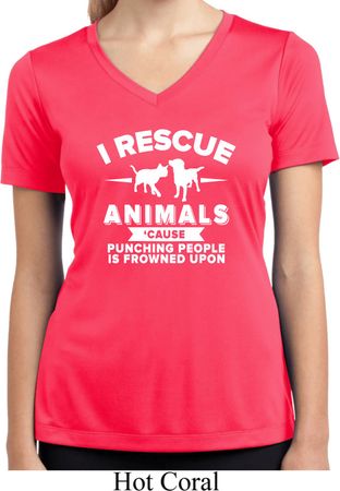 Animal Rescue Ladies Moisture Wicking V-neck Shirt