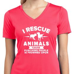 Animal Rescue Ladies Moisture Wicking V-neck Shirt Animal Rescue Ladies Moisture Wicking V-neck Shirt