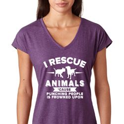 Animal Rescue Ladies Tri Blend V-Neck Shirt Animal Rescue Ladies Tri Blend V-Neck Shirt
