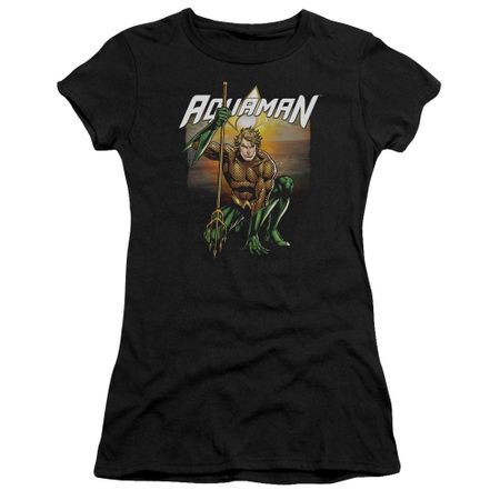 Aquaman Juniors Shirt Beach Sunset Black T-Shirt